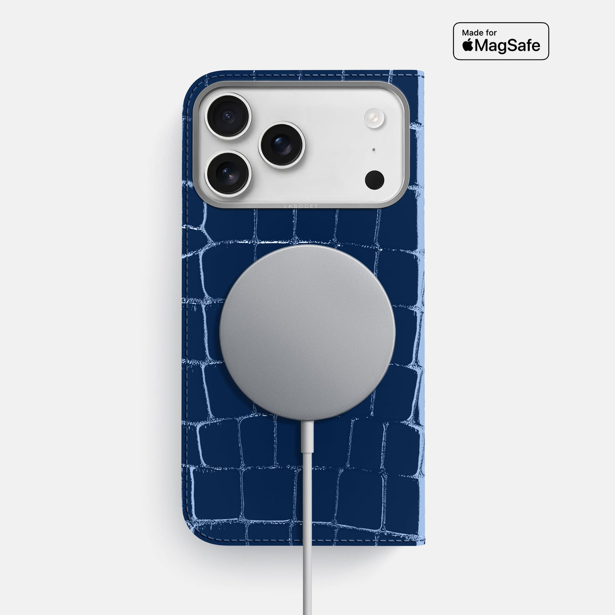Folio Case For iPhone 18 Pro Max In Shiny Alligator -3 | Mediterranean-Steel