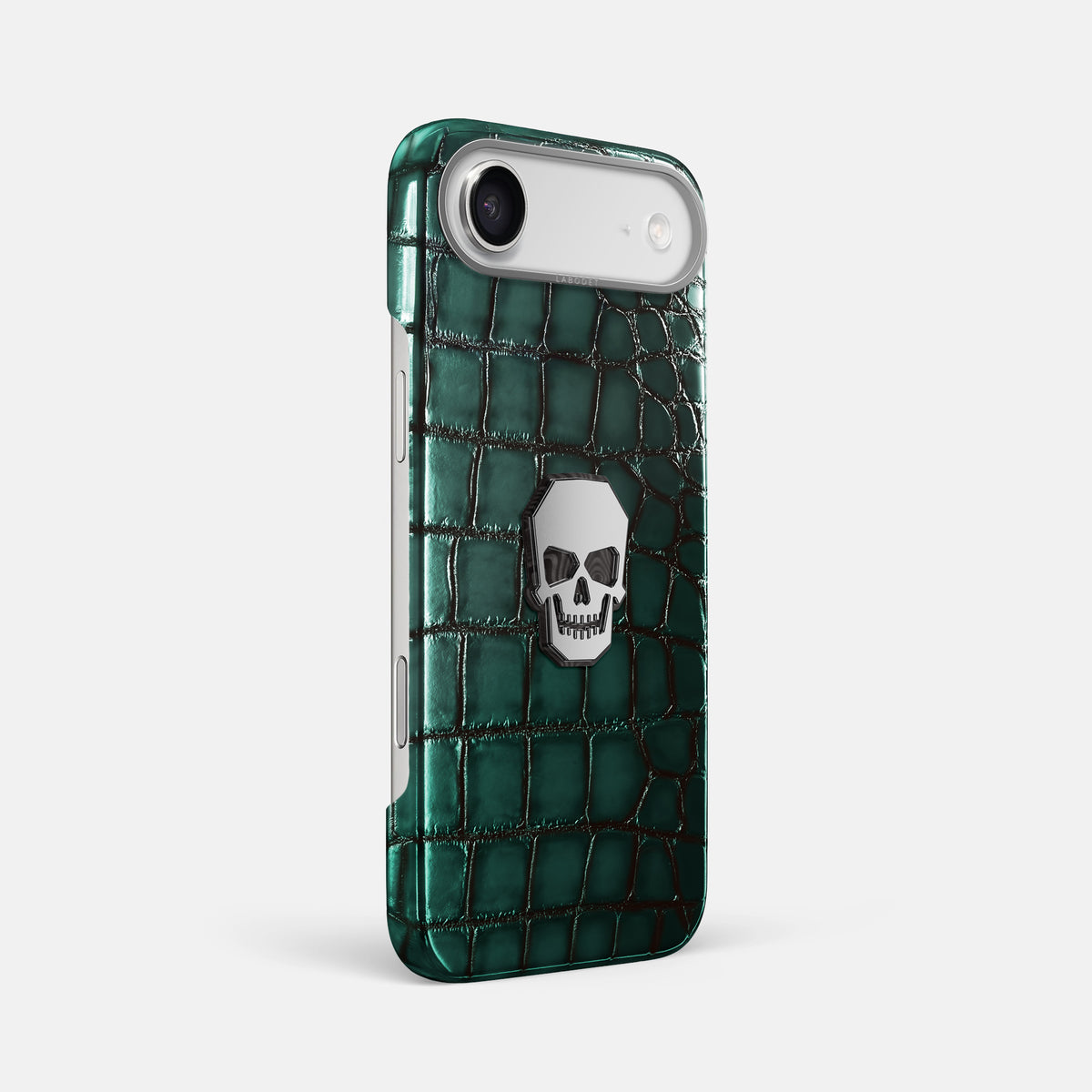 Classic Case With Titanium Skull For iPhone 17 Air In Patina Alligator -2 | Green-Steel