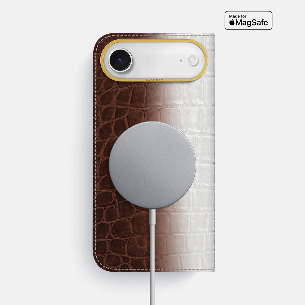 Folio Case For iPhone 17 Air In Himalayan Crocodile -3 | Dark-Brown-Gold