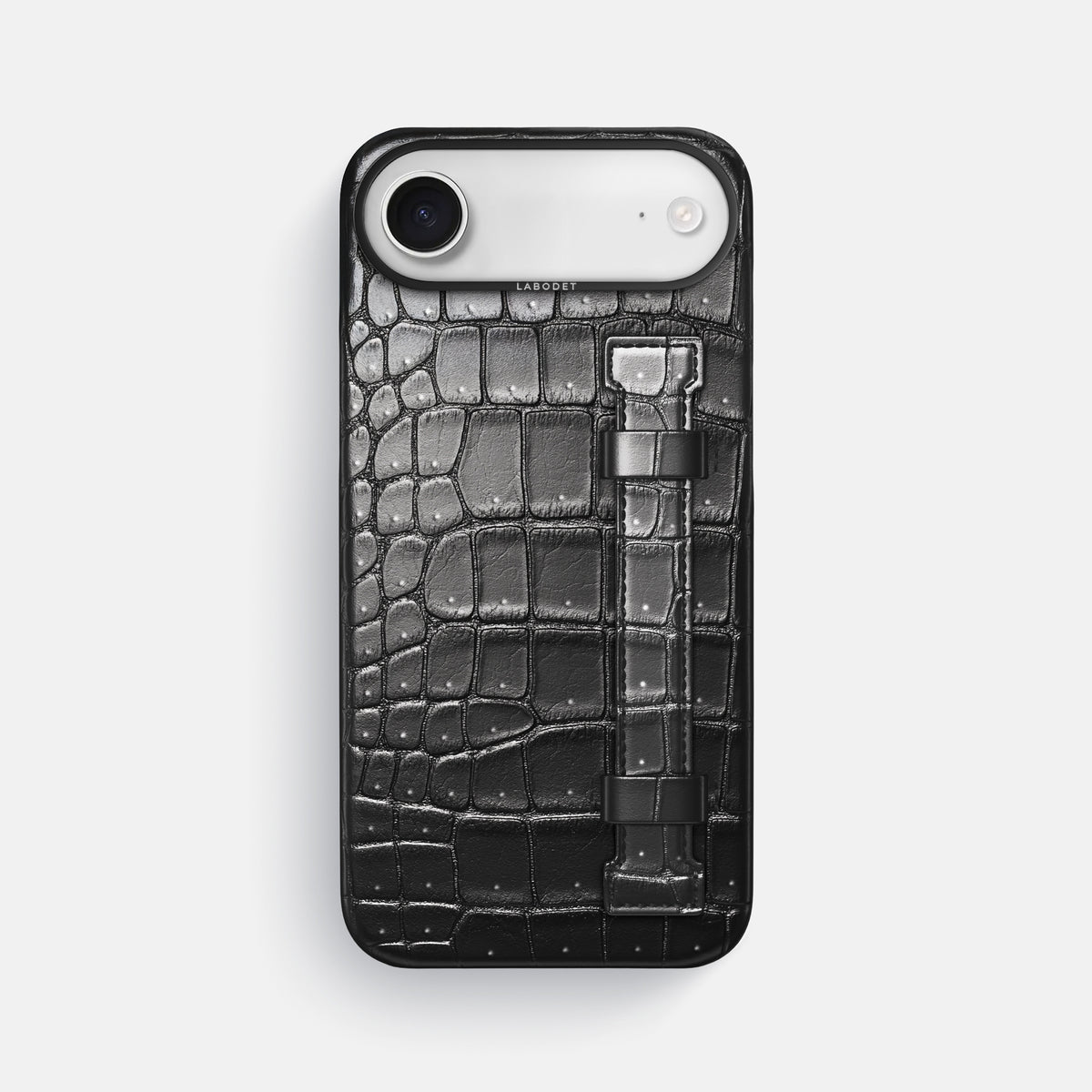 Handle Case For iPhone 17 Air In Porosus Crocodile -1 | Shiny-Black-Black