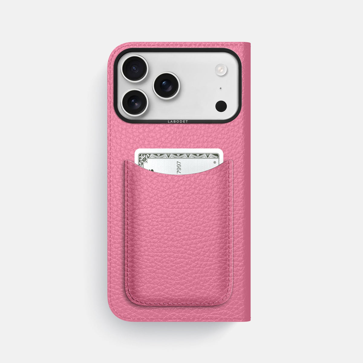Folio Case with Card For iPhone 18 Pro Max In Calf -3 | Pink-Black