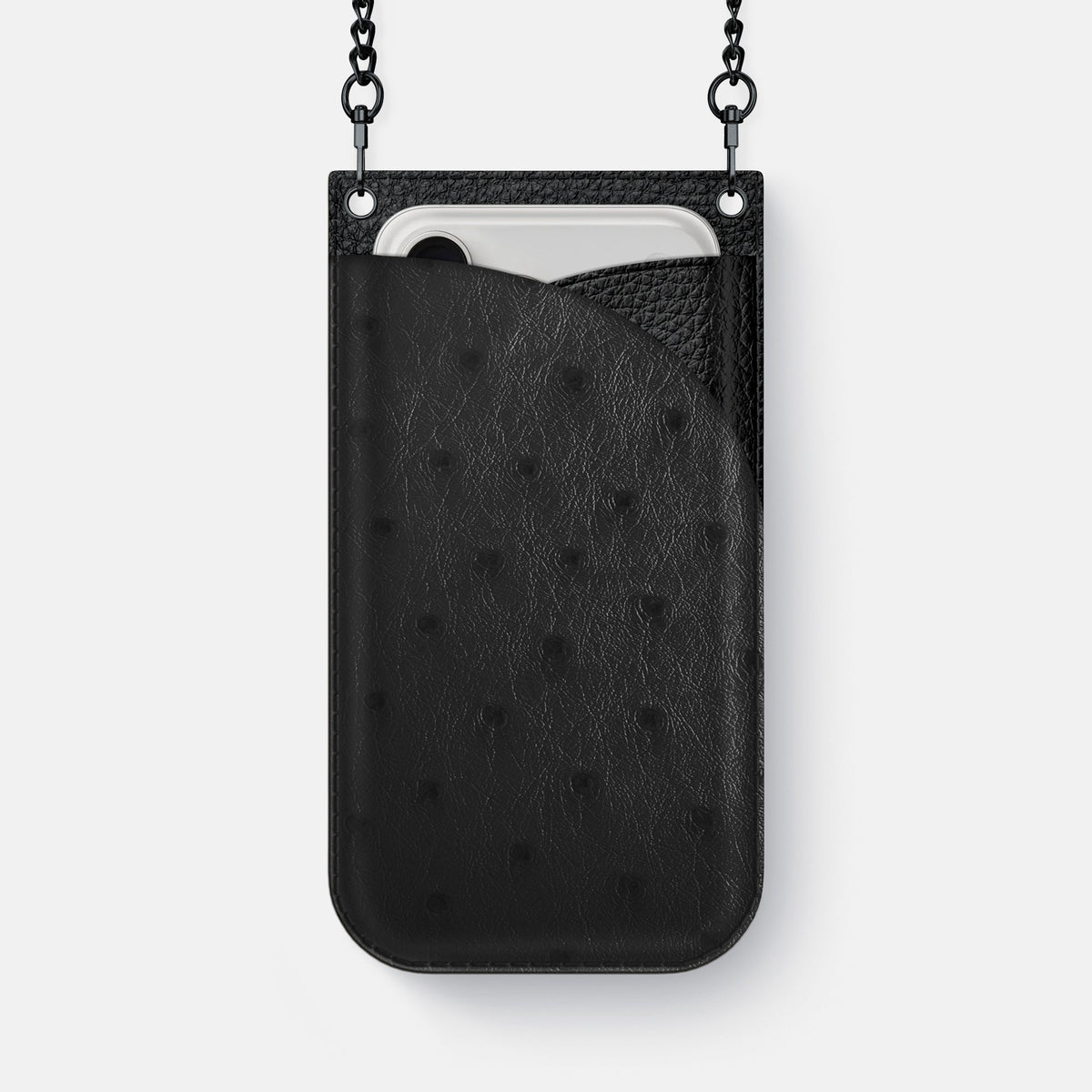 Crossbody Bag For iPhone 18 Pro Max In Ostrich -1 | Black-Black