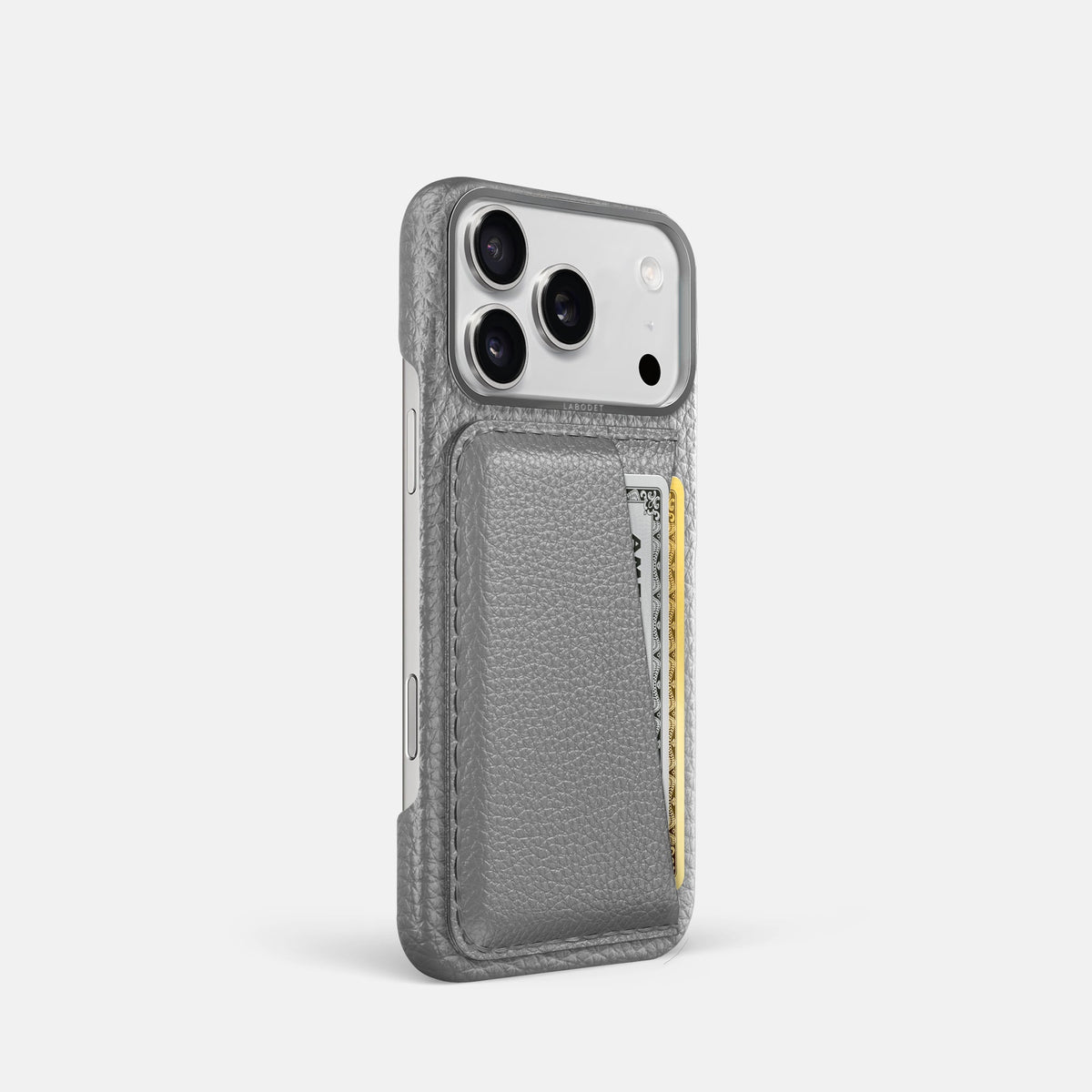 Double Card Case For iPhone 18 Pro In Calf -2 | Nuage-Steel