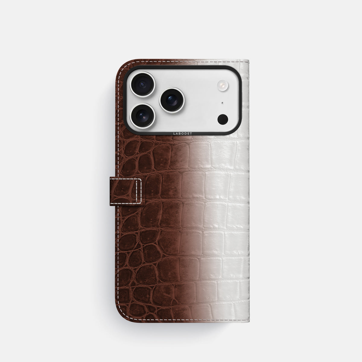 Folio Case with Clasp For iPhone 17 Pro In Himalayan Crocodile -3 | Dark-Brown-Black