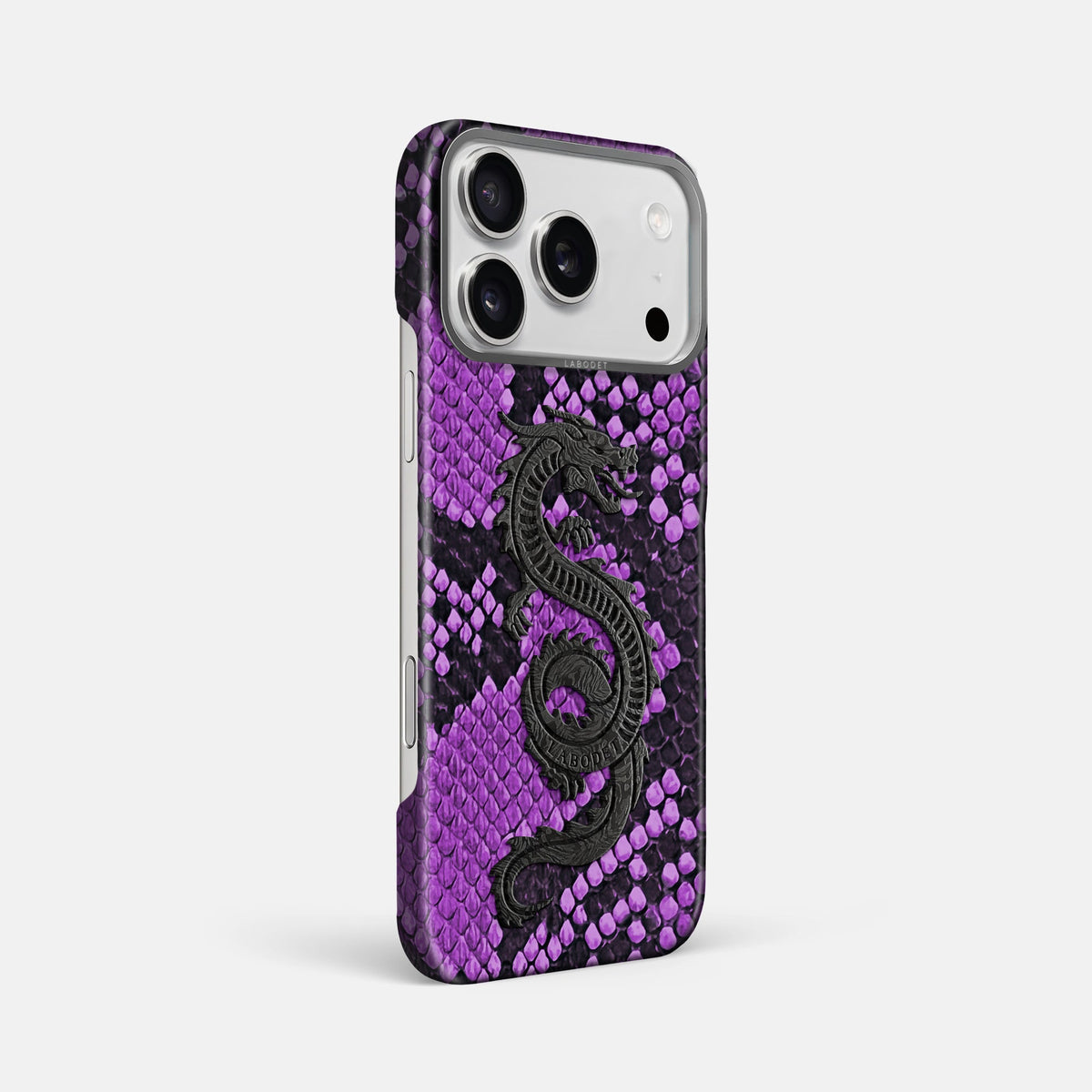 Classic Case With Carbon Dragon For iPhone 18 Pro Max In Deluxe Python -2 | Purple-Steel