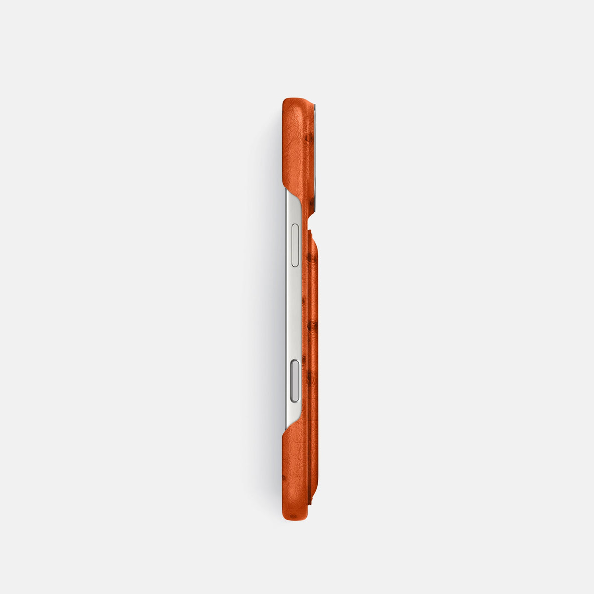 Double Card Case For iPhone 18 Pro In Ostrich -3 | Orange-Steel