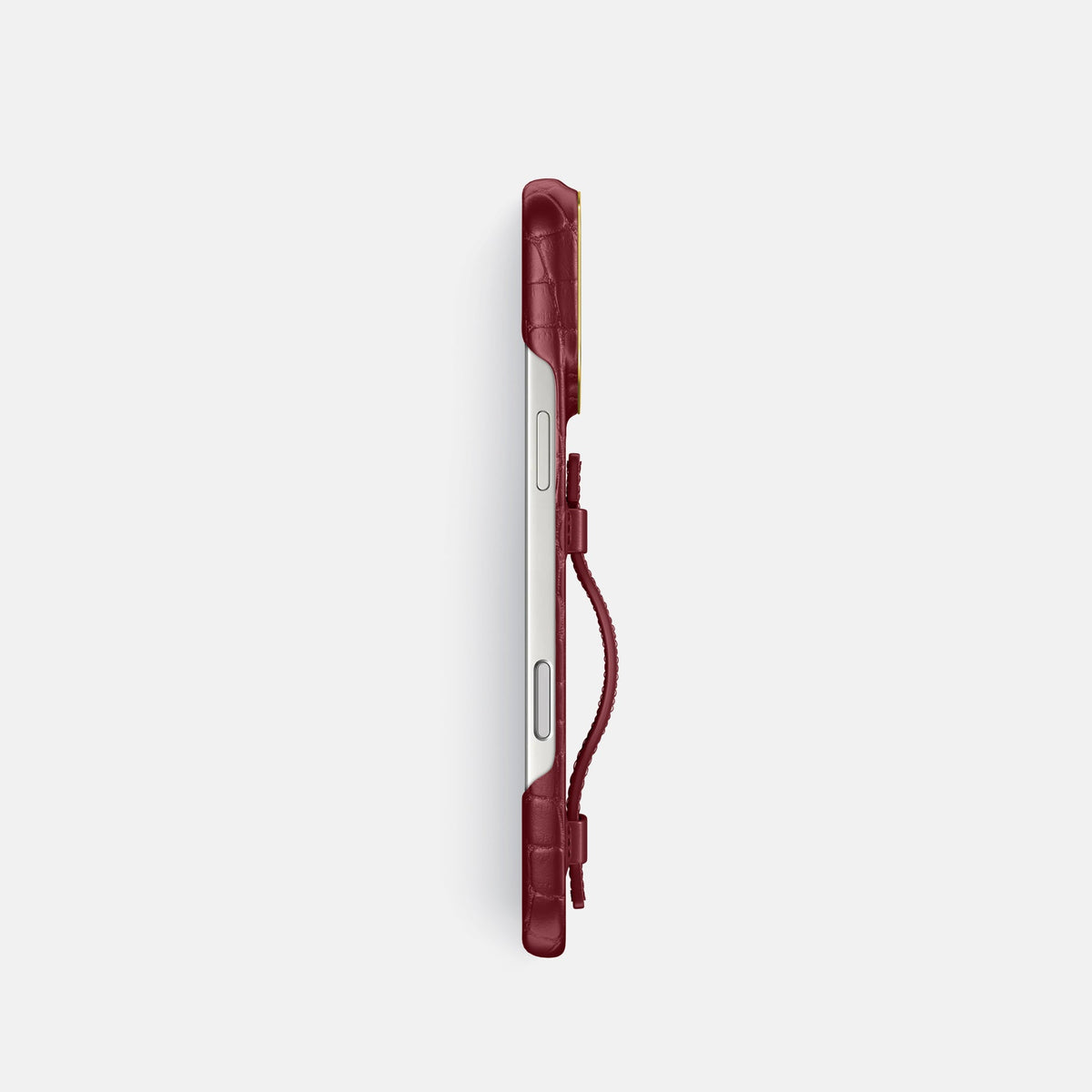 Handle Case For iPhone 18 Pro In Alligator -3 | Burgundy-Gold