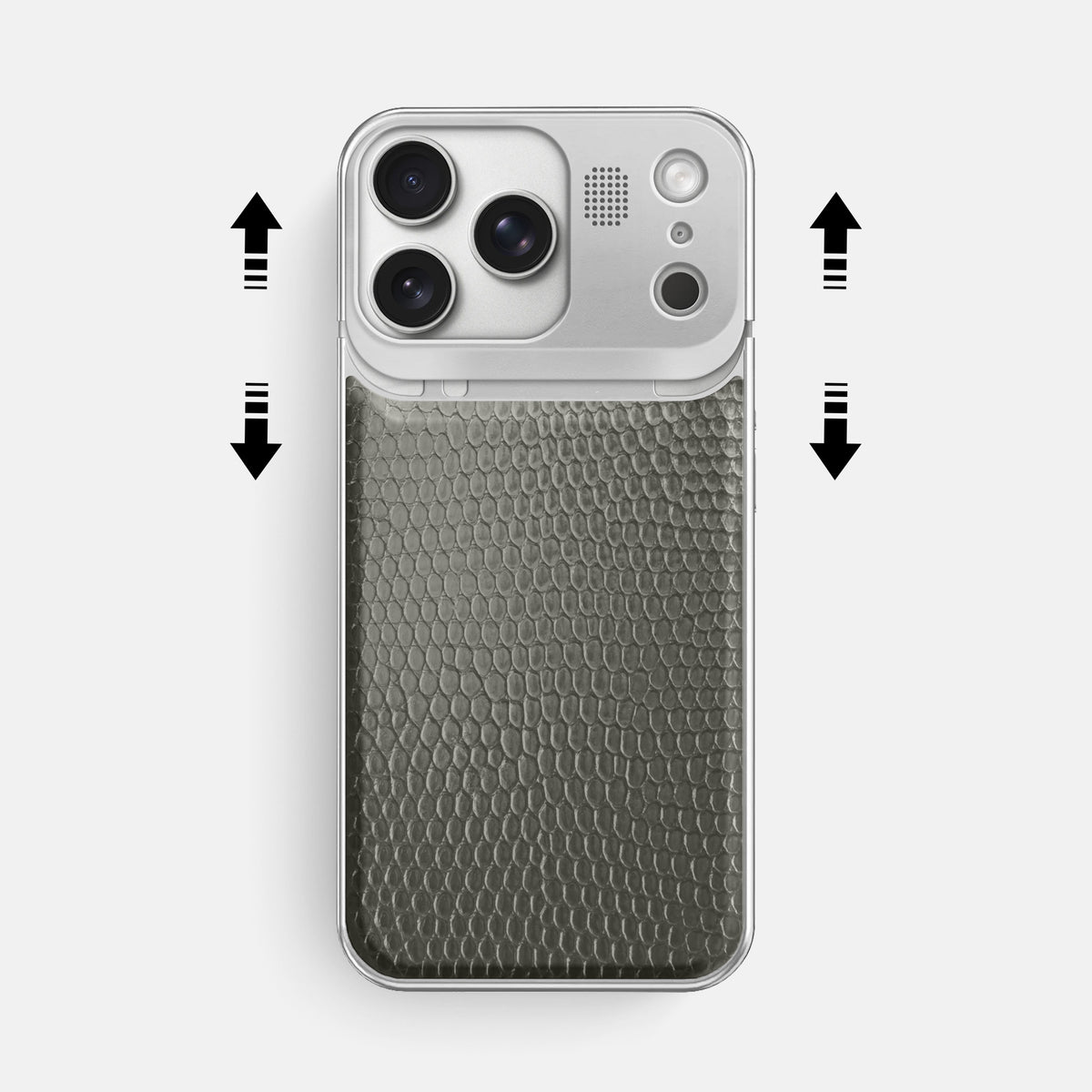 Metal Case For iPhone 17 Pro Max In Lizard -2 | Grey-Steel