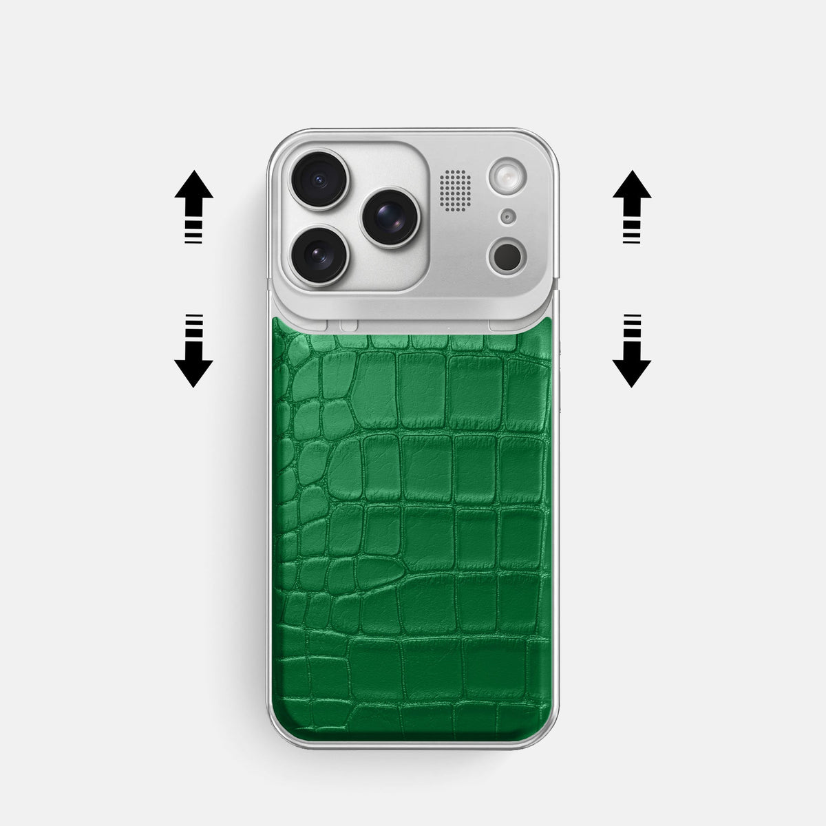 Metal Case For iPhone 18 Pro In Alligator -2 | Forest-Green-Steel