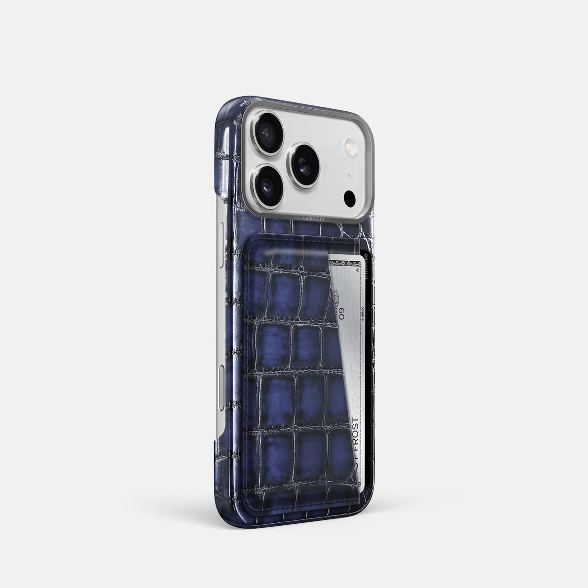 Double Card Case For iPhone 18 Pro In Patina Alligator -2 | Havana-Blue-Steel