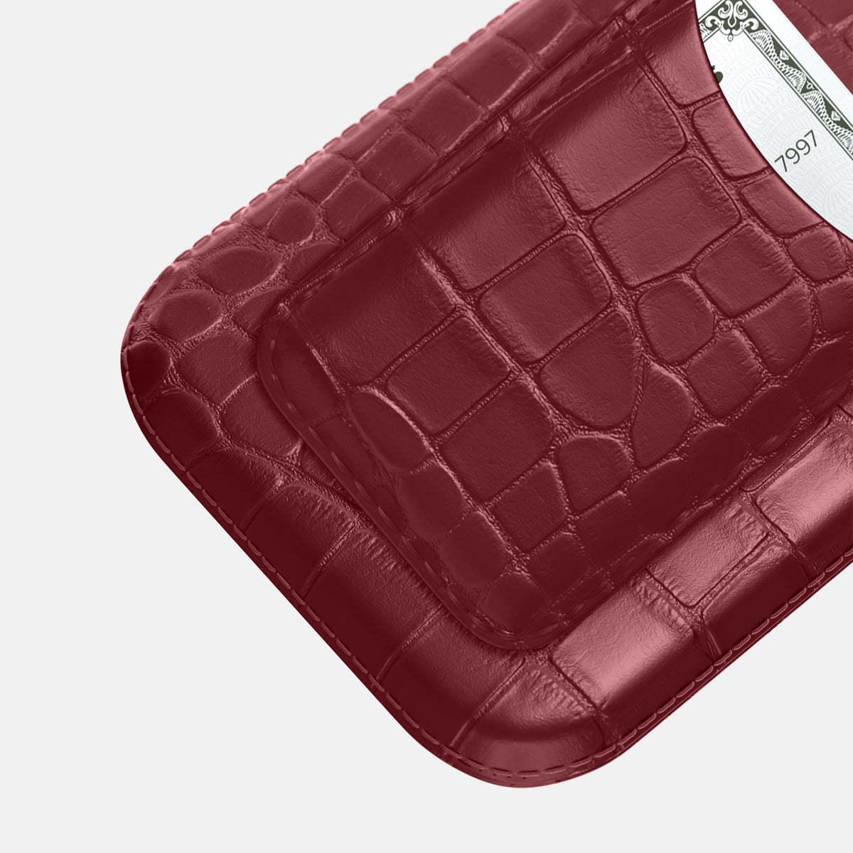 Pouch Card Case For iPhone 17 Air In Alligator -3 | Burgundy