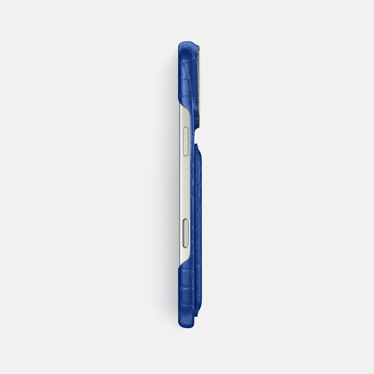 Double Card Case For iPhone 18 Pro Max In Alligator -3 | Royal-Blue-Gold