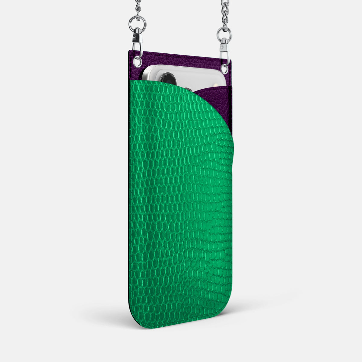 Crossbody Bag For iPhone 18 Pro Max In Lizard -2 | Apple-Green-Steel