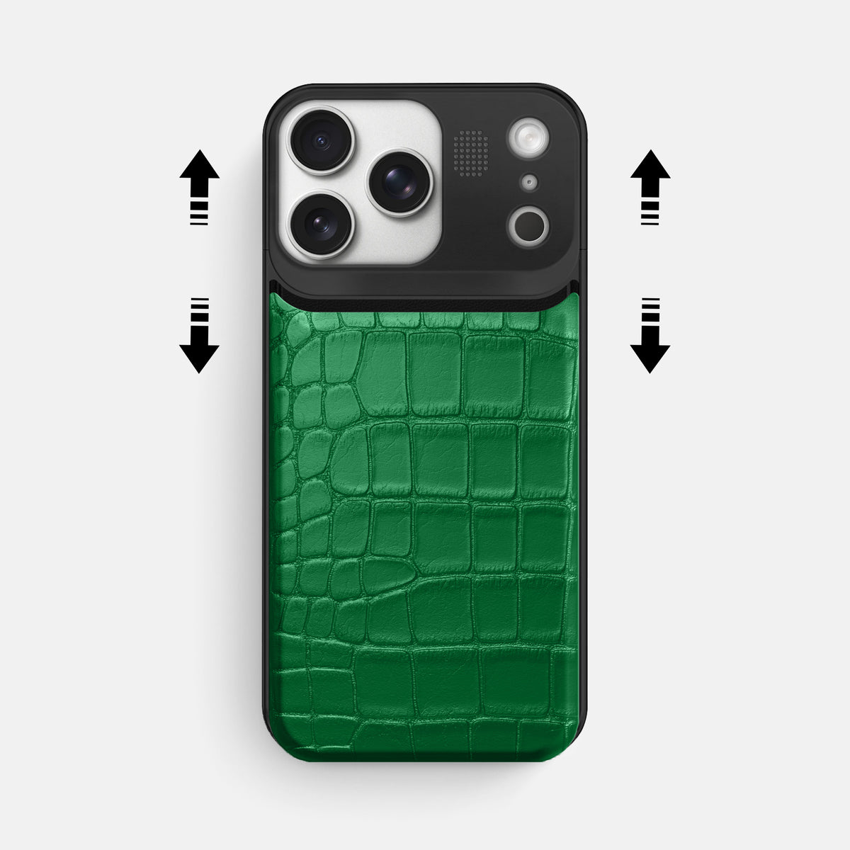Metal Case For iPhone 17 Pro Max In Alligator -2 | Forest-Green-Black