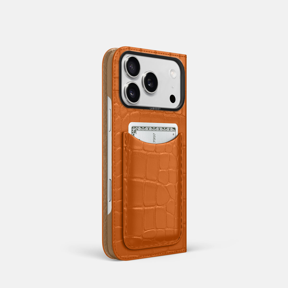 Folio Case with Card For iPhone 17 Pro In Alligator -1 | Orange-Black