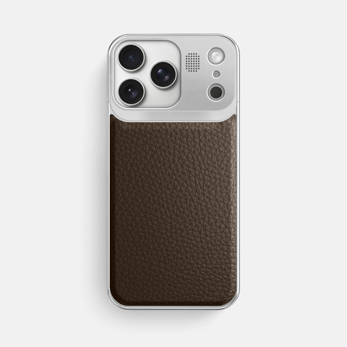 Metal Case For iPhone 17 Pro Max In Calf -1 | Dark-Brown-Steel