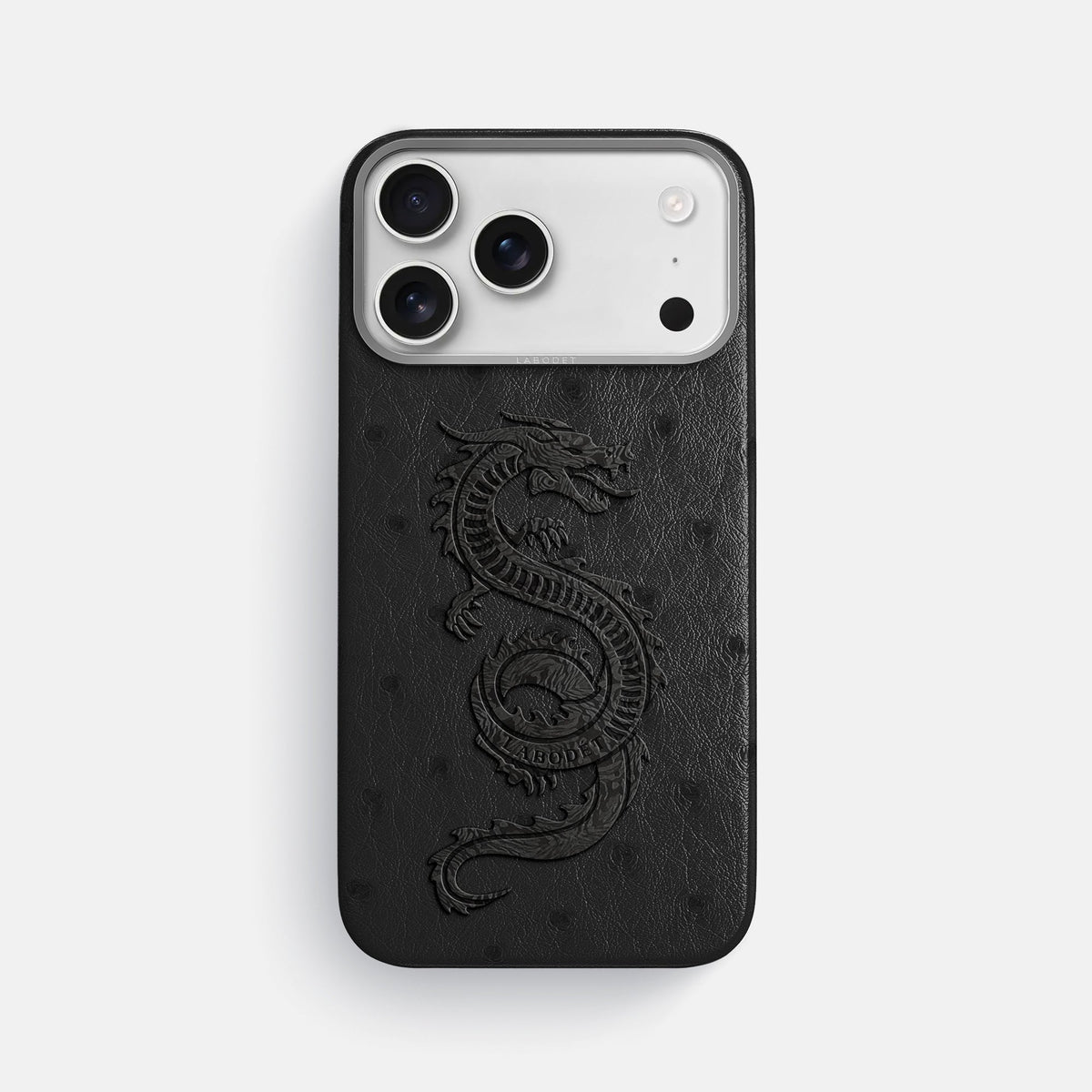 Classic Case With Carbon Dragon For iPhone 18 Pro Max In Ostrich -1 | Black-Steel