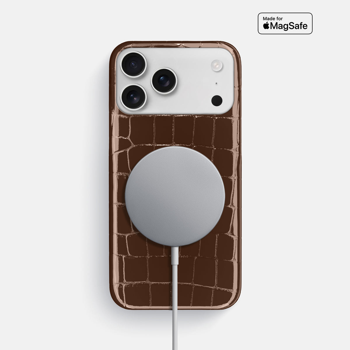 Slim Case For iPhone 17 Pro Max In Shiny Alligator -5 | Brown
