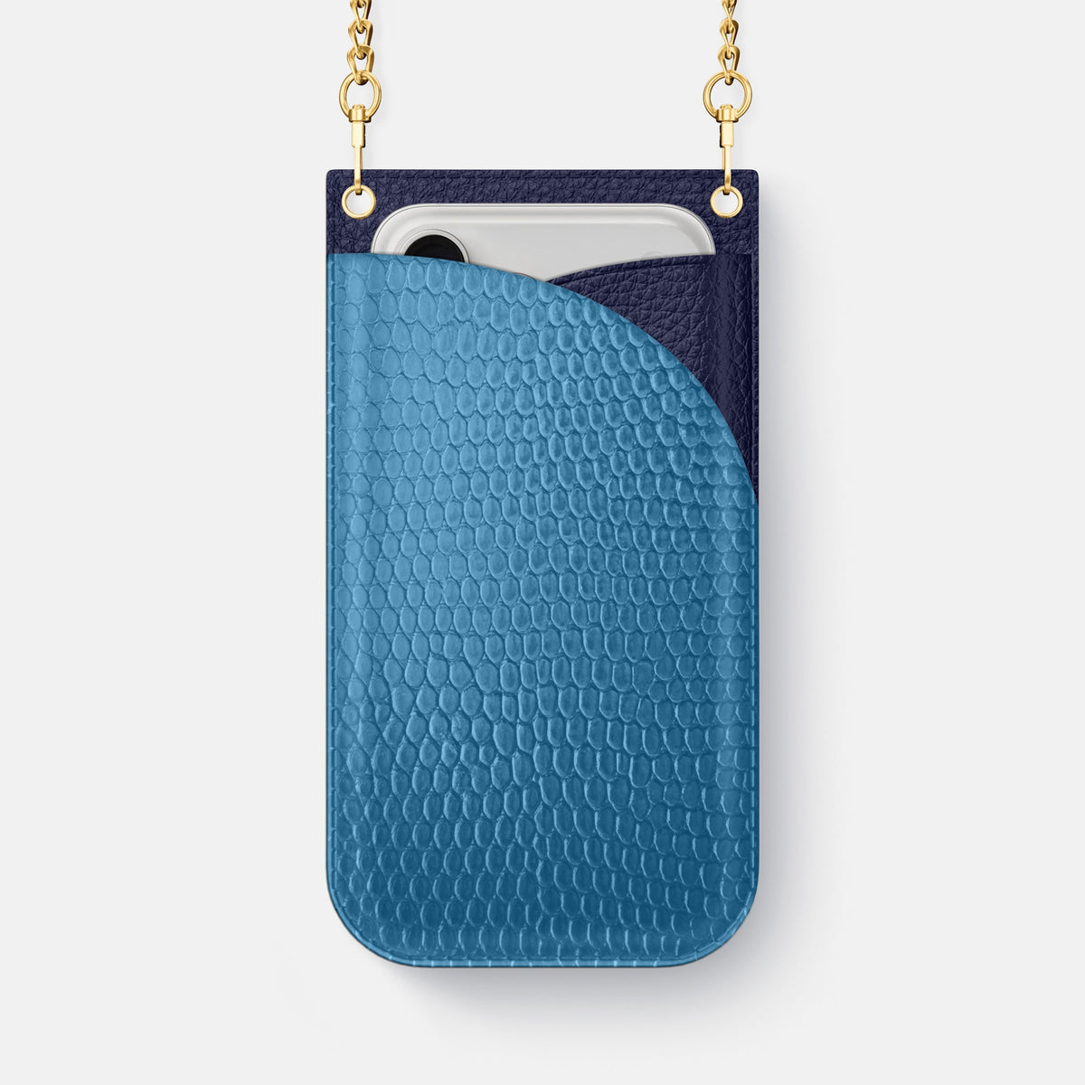 Crossbody Bag For iPhone 18 Pro Max In Lizard -1 | Blue-Gold