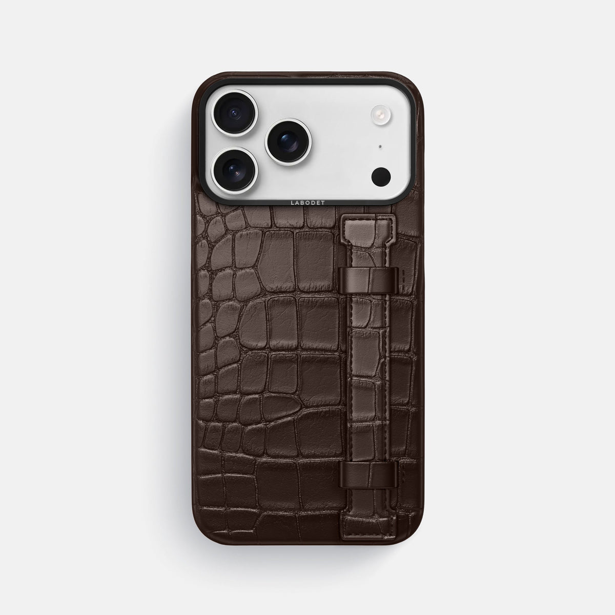 Handle Case For iPhone 18 Pro Max In Alligator -1 | Dark-Brown-Black