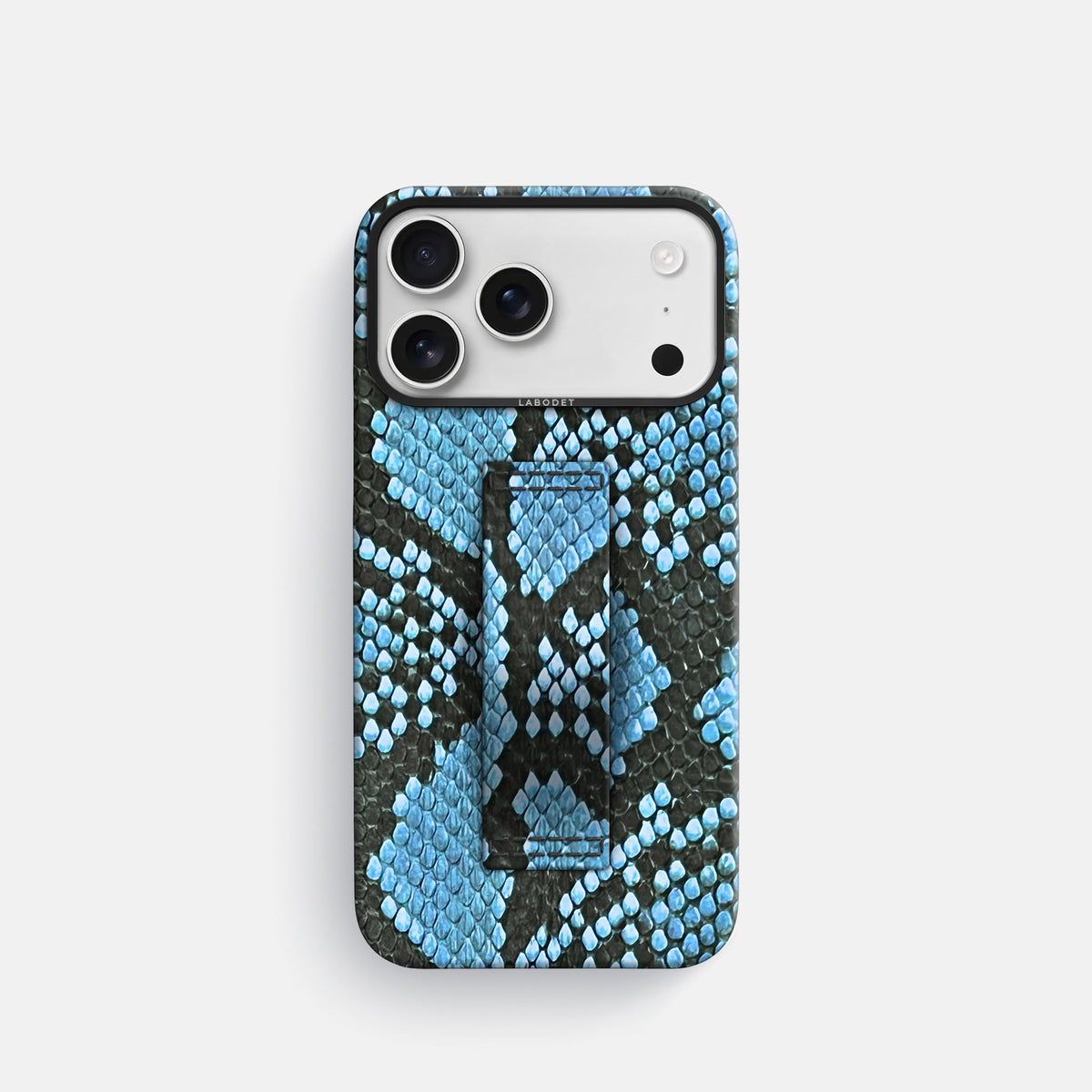 Finger Case For iPhone 18 Pro In Deluxe Python -1 | Pacific-Blue-Black