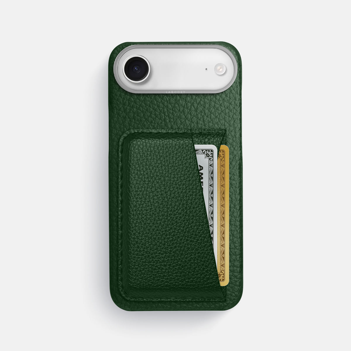 Double Card Case For iPhone 17 Air In Calf -1 | Dark-Green-Steel