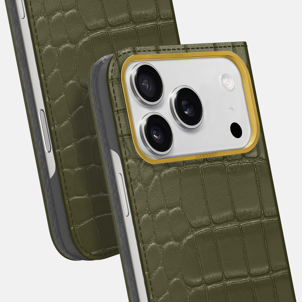 Folio Case For iPhone 17 Pro Max In Alligator -5 | Kaki-Green-Gold