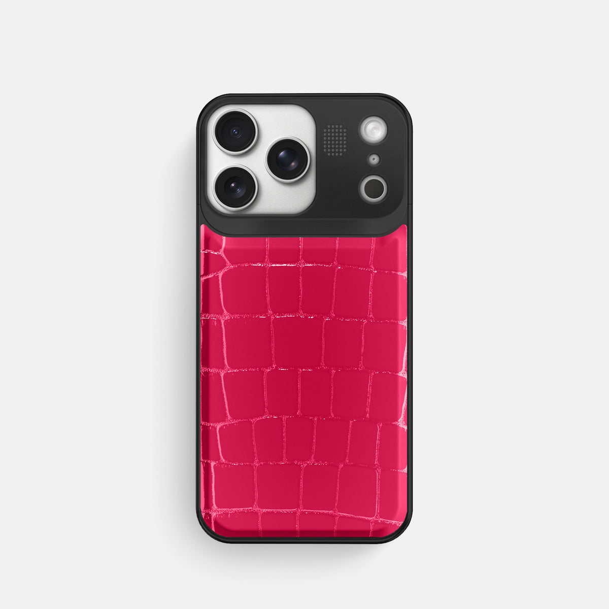 Metal Case For iPhone 17 Pro In Shiny Alligator -1 | Pink-Panther-Black