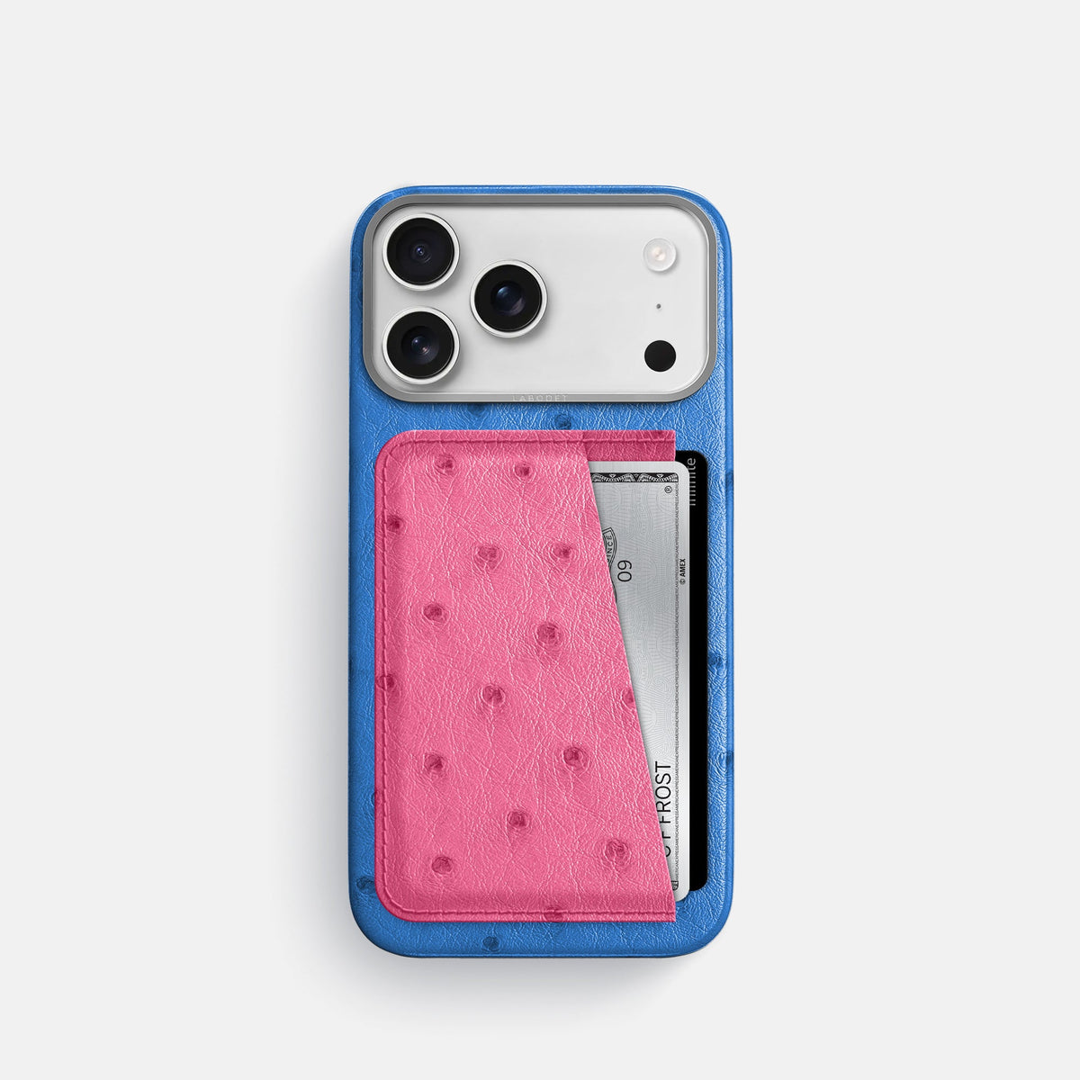 Double Card Case Coloré For iPhone 18 Pro In Ostrich -1 | Royal-Blue-Steel
