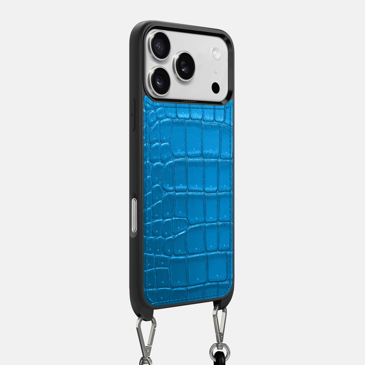 Crossbody Sport Case For iPhone 18 Pro Max In Porosus Crocodile -2 | Blue-Lagoon
