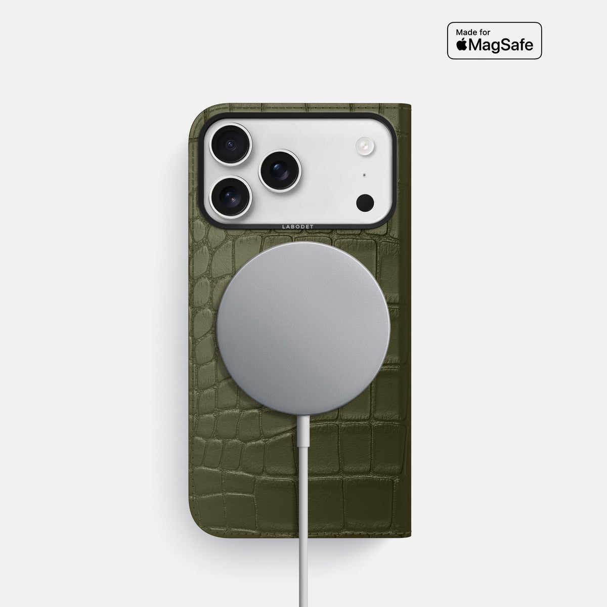 Folio Case For iPhone 18 Pro In Alligator -3 | Kaki-Green-Black