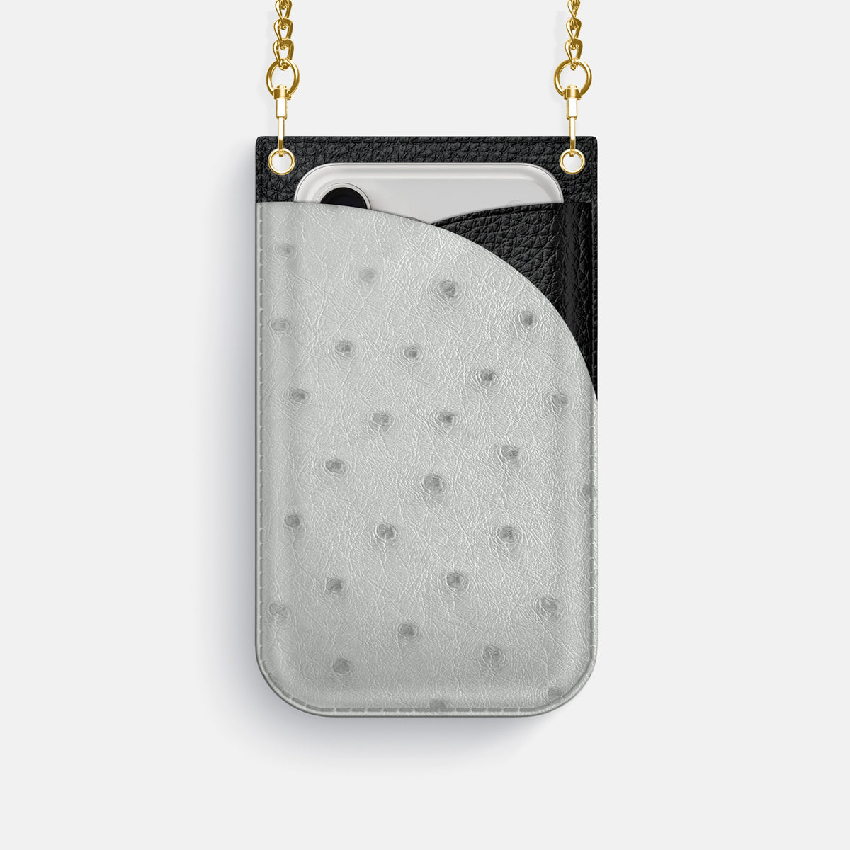 Crossbody Bag For iPhone 17 Pro In Ostrich -1 | White-Gold