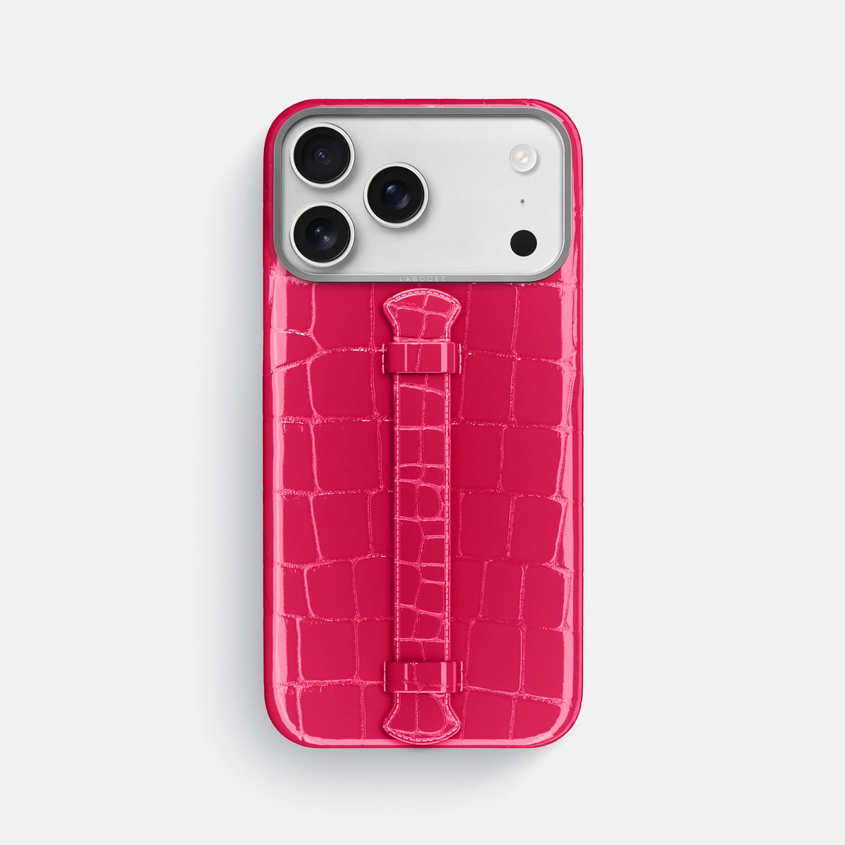 Center Handle For iPhone 18 Pro Max In Shiny Alligator -1 | Pink-Panther-Steel