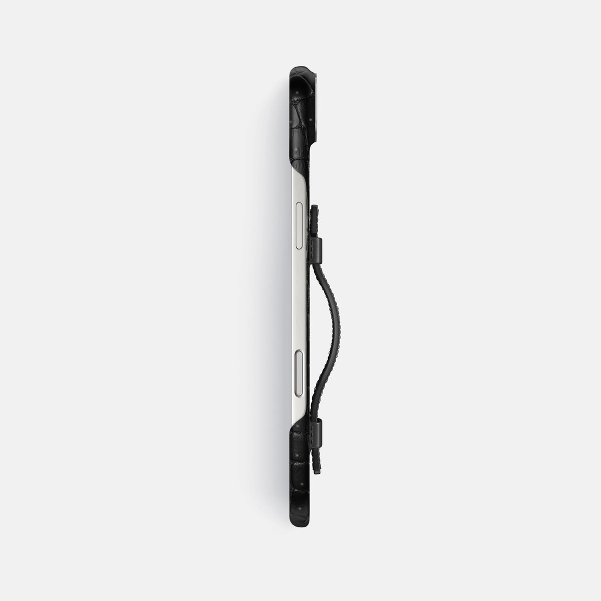 Handle Case For iPhone 17 Air In Porosus Crocodile -3 | Black-Steel