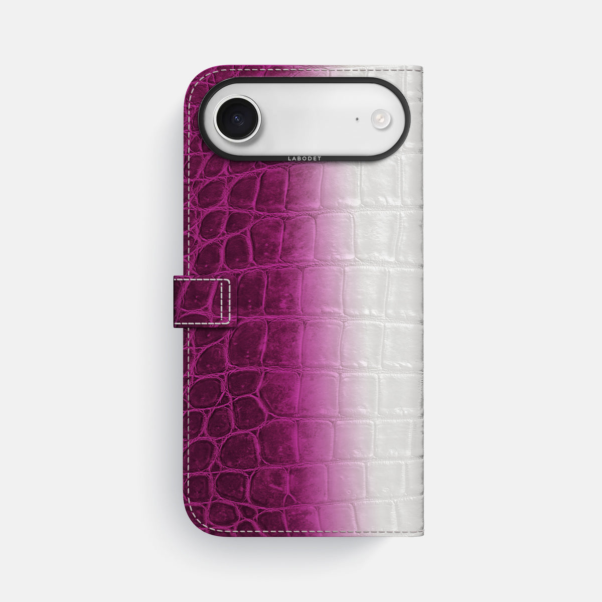 Folio Case with Clasp For iPhone 17 Air In Himalayan Crocodile -3 | Fuchsia-Black