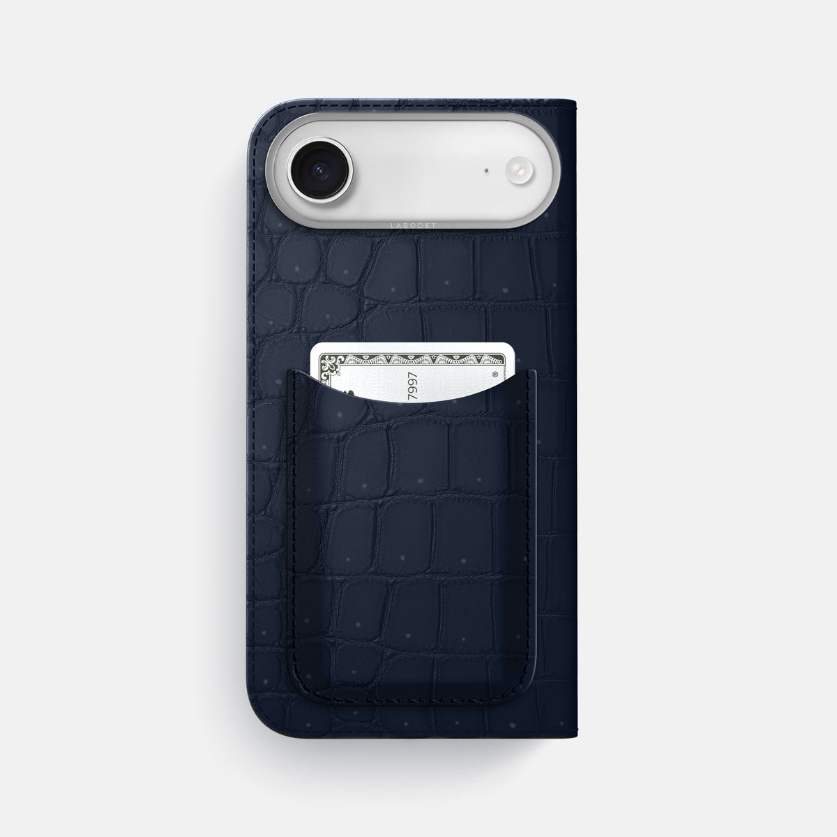 Folio Case with Card For iPhone 17 Air In Porosus Crocodile -3 | Deep-Blue-Sea-Steel