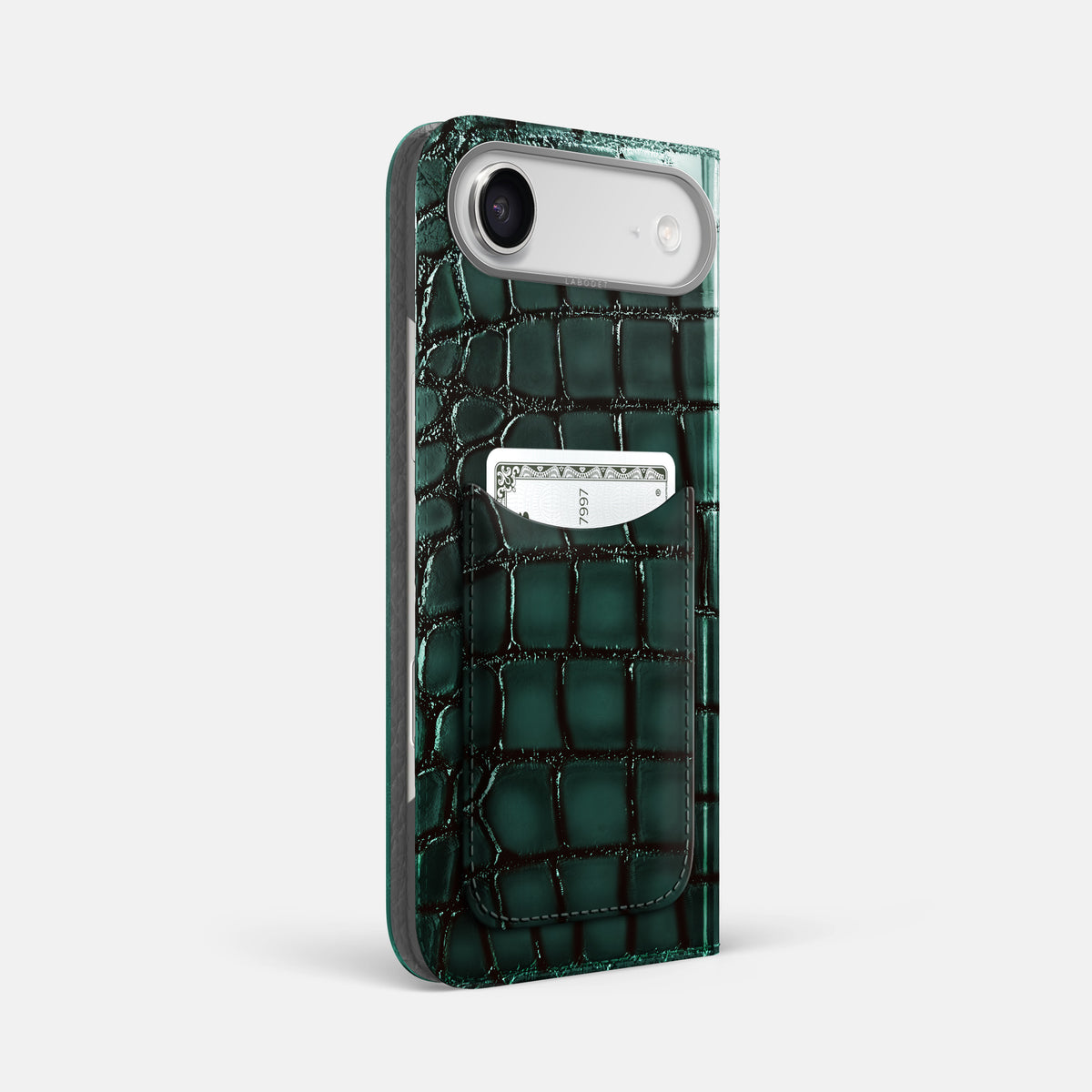 Folio Case with Card For iPhone 17 Air In Patina Alligator -1 | Green-Steel