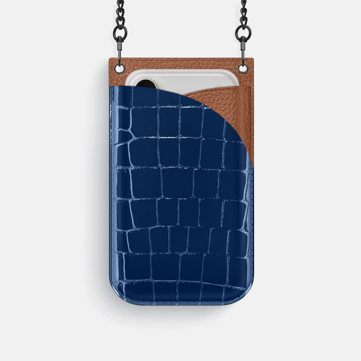 Crossbody Bag For iPhone 18 Pro In Shiny Alligator -1 | Mediterranean-Black