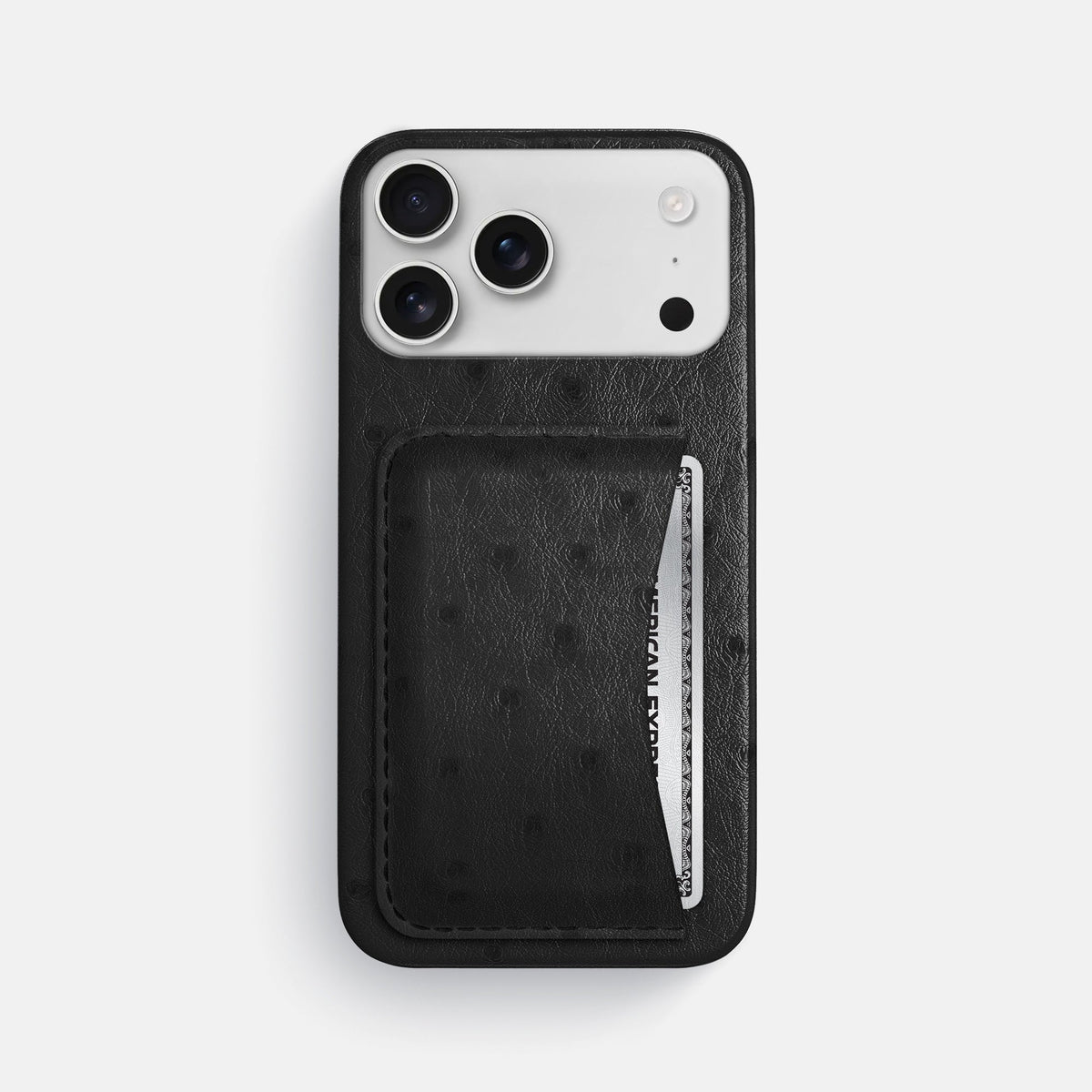 Slim Card Case For iPhone 18 Pro Max In Ostrich -1 | Black