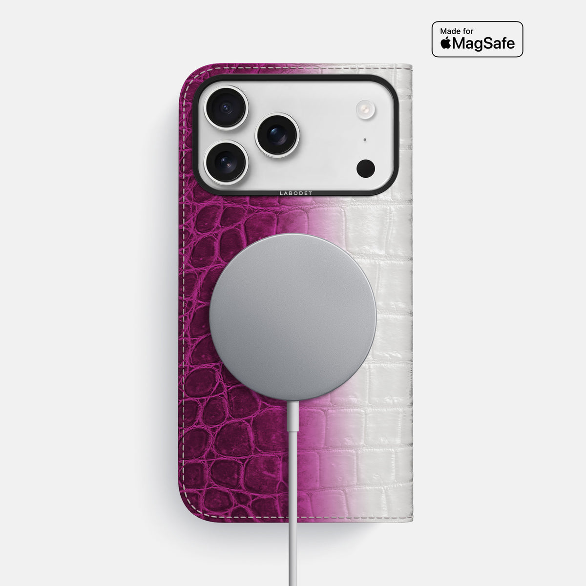 Folio Case For iPhone 17 Pro Max In Himalayan Crocodile -3 | Fuchsia-Black