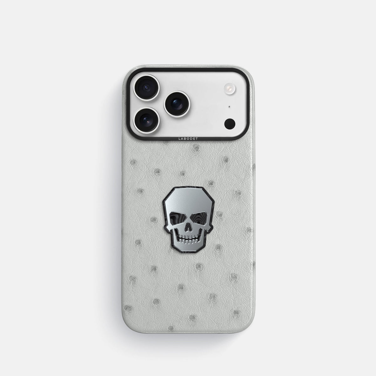 Classic Case With Titanium Skull For iPhone 18 Pro In Ostrich -1 | White-Black