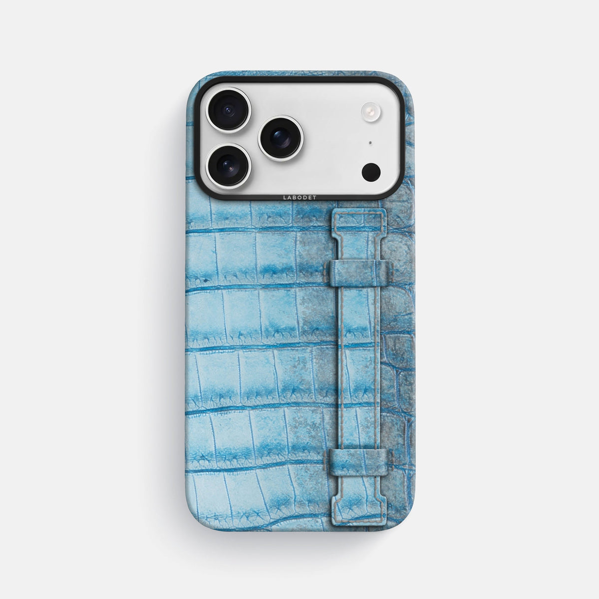 Handle Case For iPhone 18 Pro Max In Himalayan Crocodile -1 | Ice-Blue-Black
