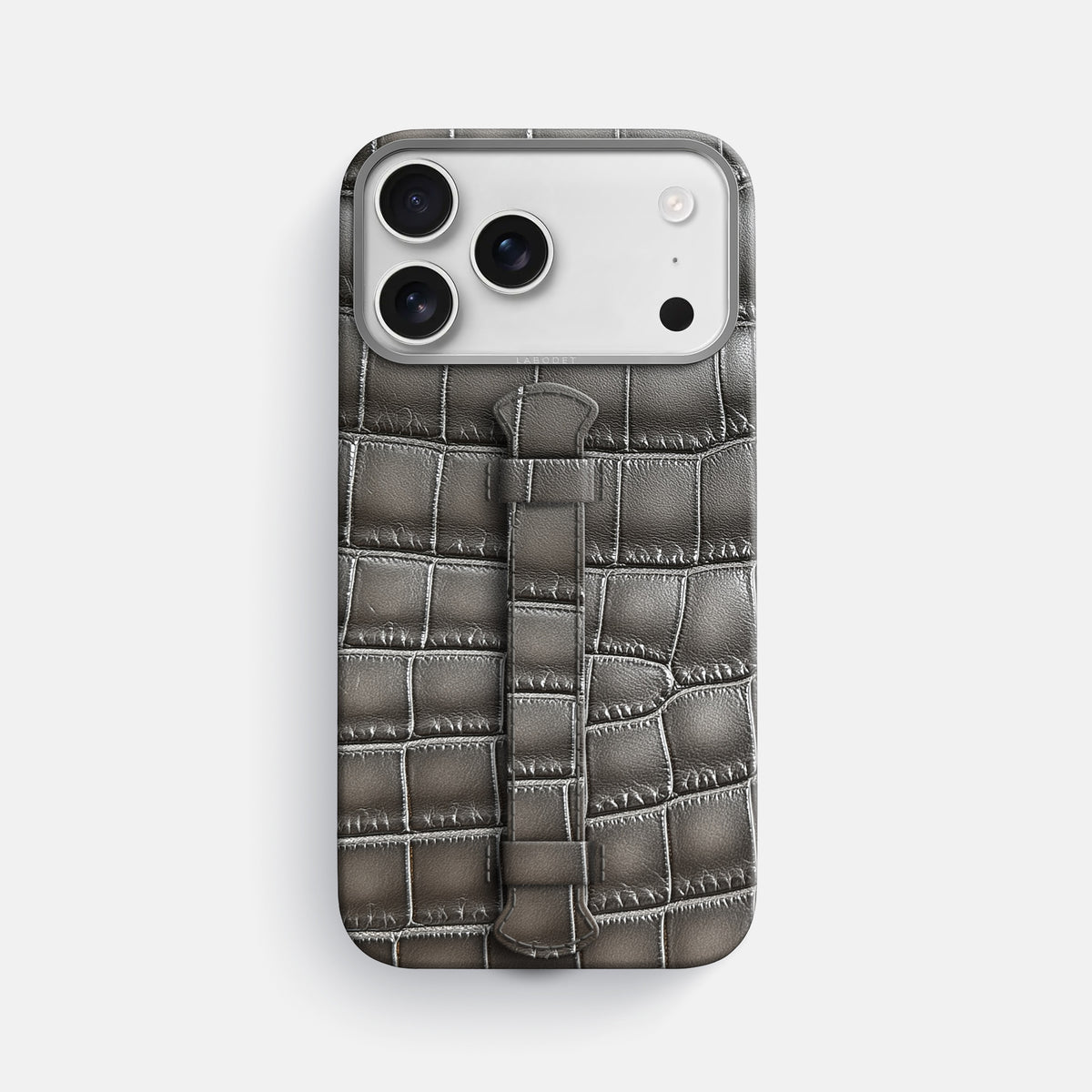 Center Handle For iPhone 17 Pro Max In Patina Alligator -1 | Grey-Steel