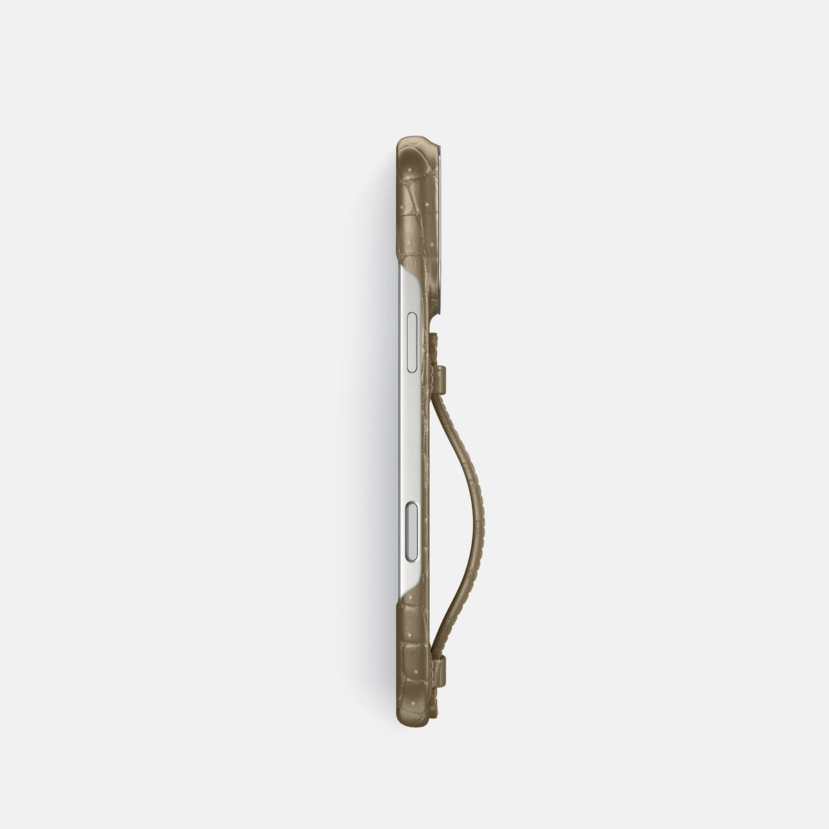 Center Handle For iPhone 18 Pro In Porosus Crocodile -2 | Kaki-Green-Steel