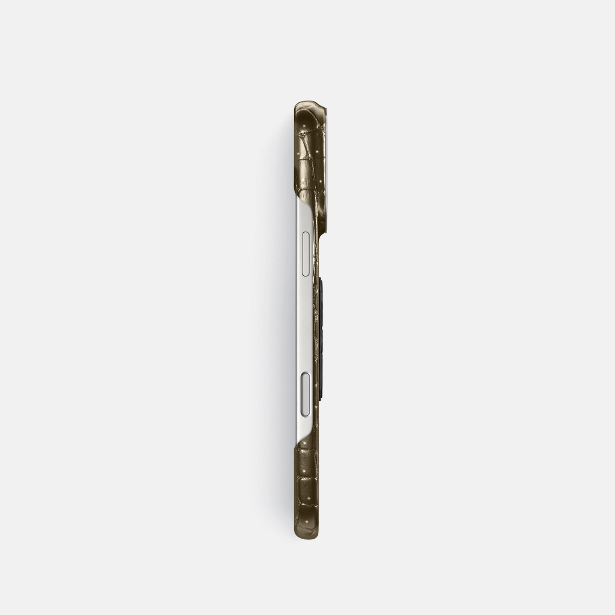 Classic Case With Carbon Skull For iPhone 18 Pro In Porosus Crocodile -3 | Bronze-Steel