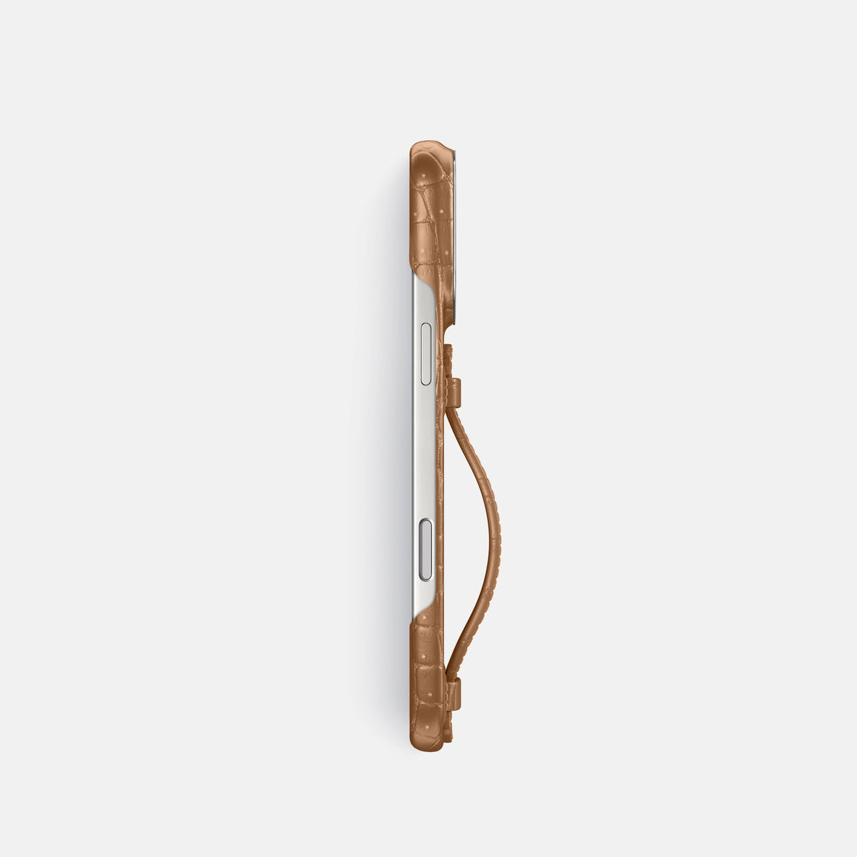 Center Handle For iPhone 18 Pro In Porosus Crocodile -2 | Milk-Chocolate-Steel
