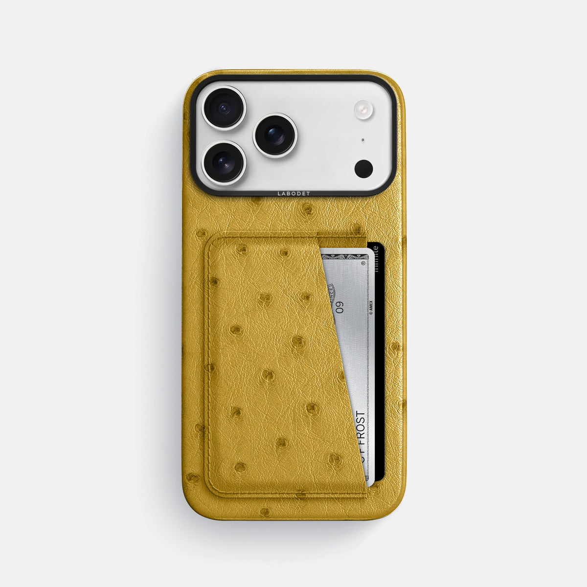 Double Card Case For iPhone 18 Pro Max In Ostrich -1 | Gold-Black