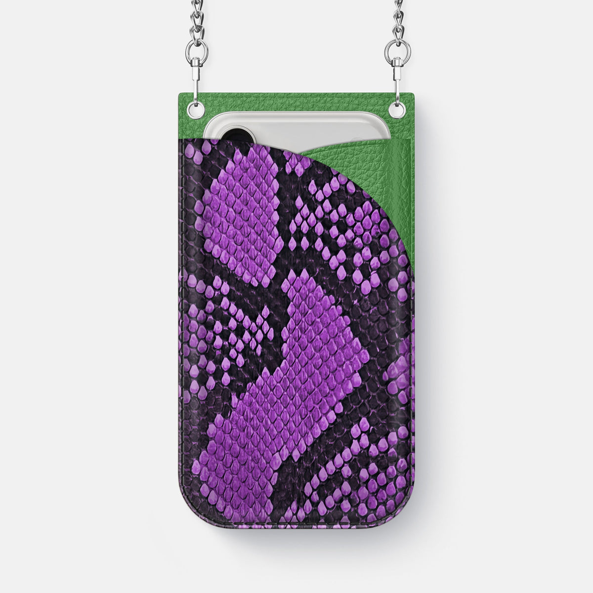 Crossbody Bag For iPhone 18 Pro Max In Deluxe Python -1 | Purple-Steel