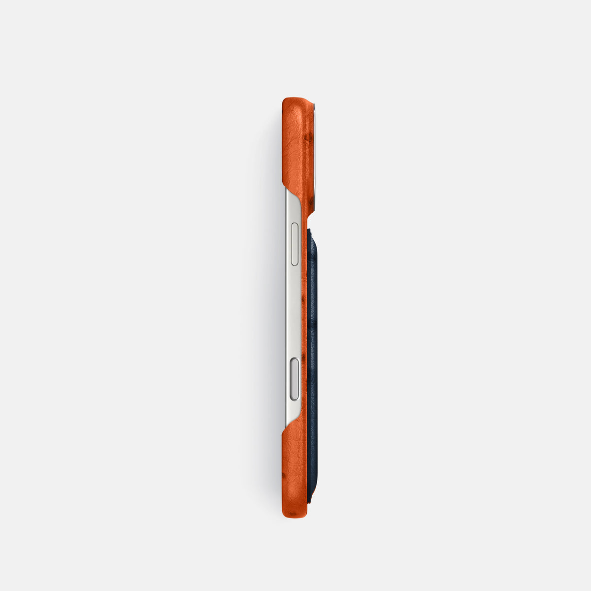 Double Card Case Coloré For iPhone 17 Pro In Ostrich -3 | Orange-Steel