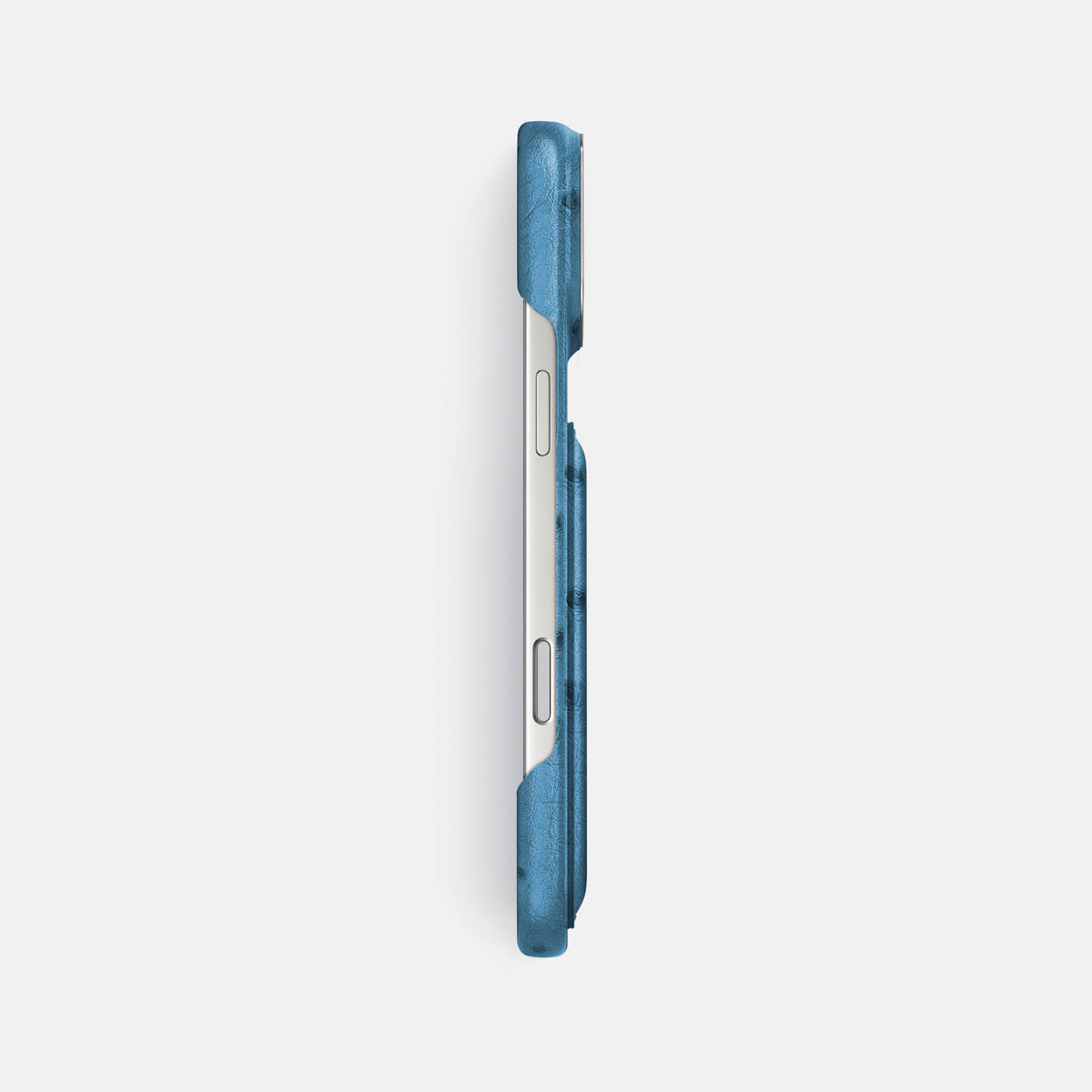 Double Card Case For iPhone 18 Pro Max In Ostrich -3 | Blue-Jeans-Steel